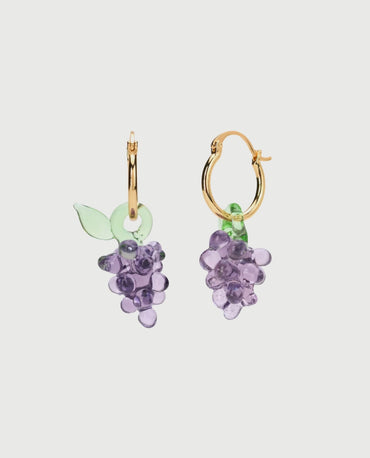 Glass Grape Hoop Earrings