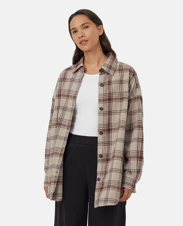 Checked Longline Shirt Style Top