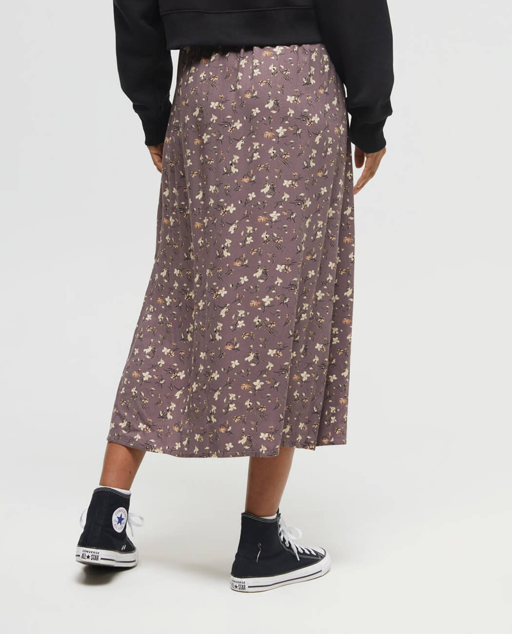 Midi-Length Crepe Slitted Skirt
