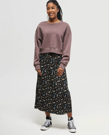Midi-Length Crepe Slitted Skirt