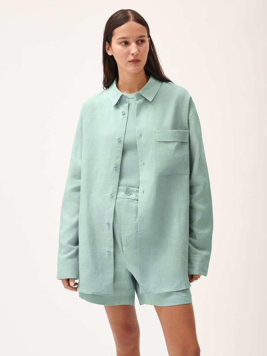Linen Collared Long Sleeve Shirt