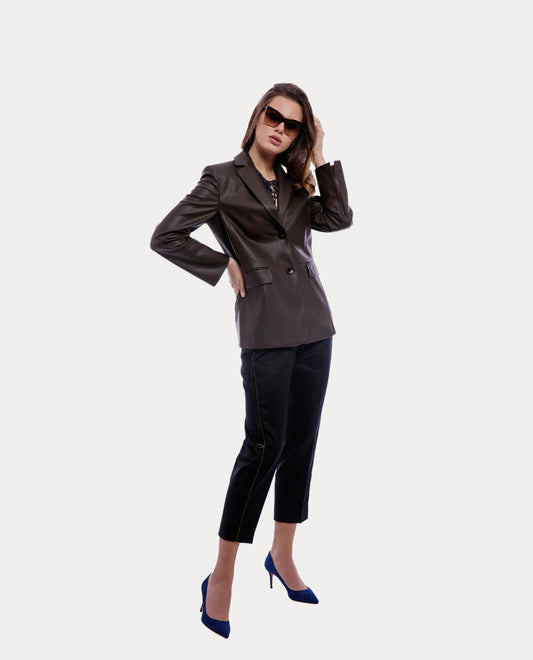 Faux leather trousers