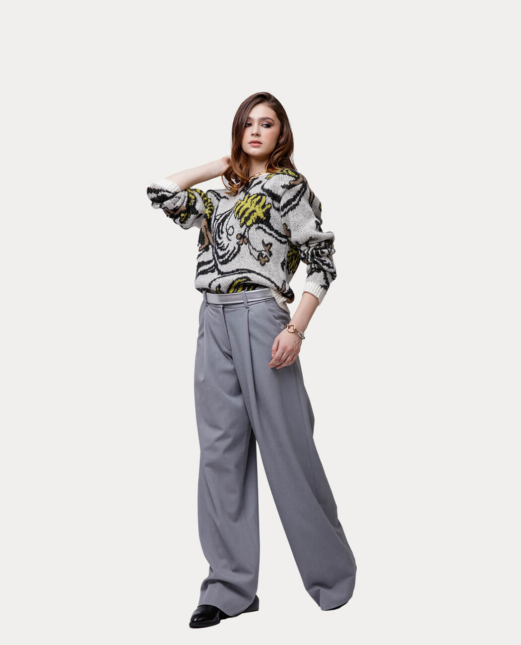 Pantalon effiloché à taille mi-haute