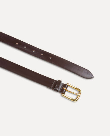 Fully lined bridle leather belt gold plated