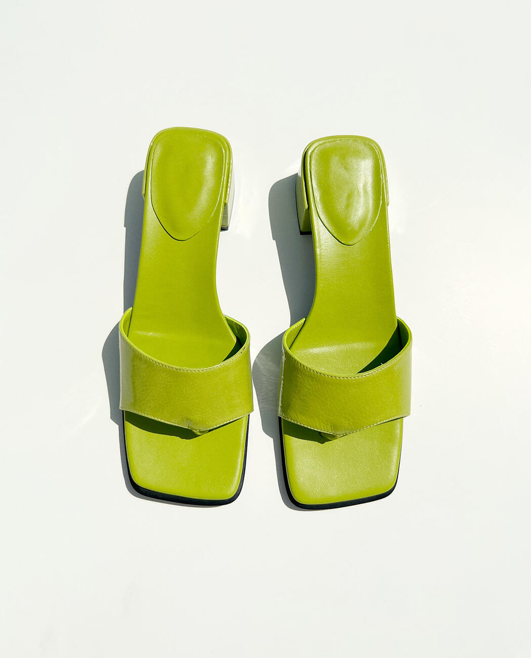 Green low heeled sandals