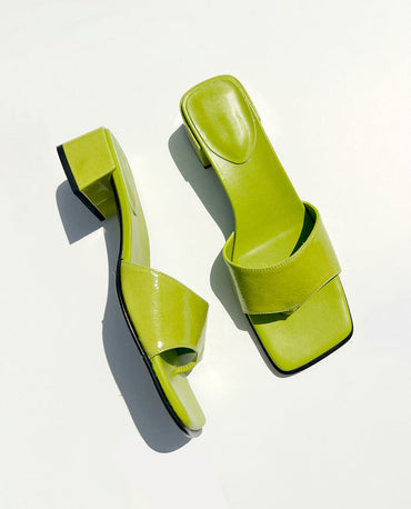 Green low heeled sandals