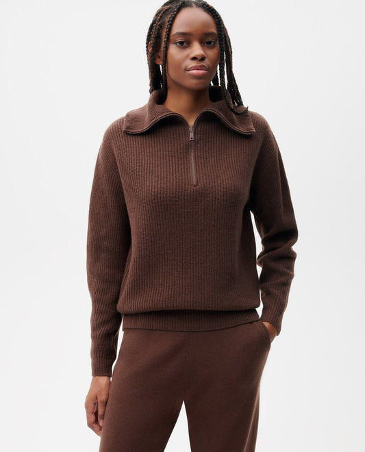 Soft knitwear half zip long sleeve