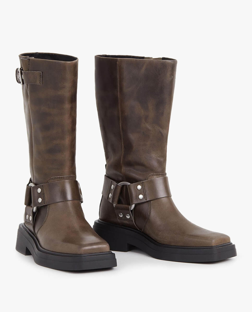Square Toe Block Heel Boots