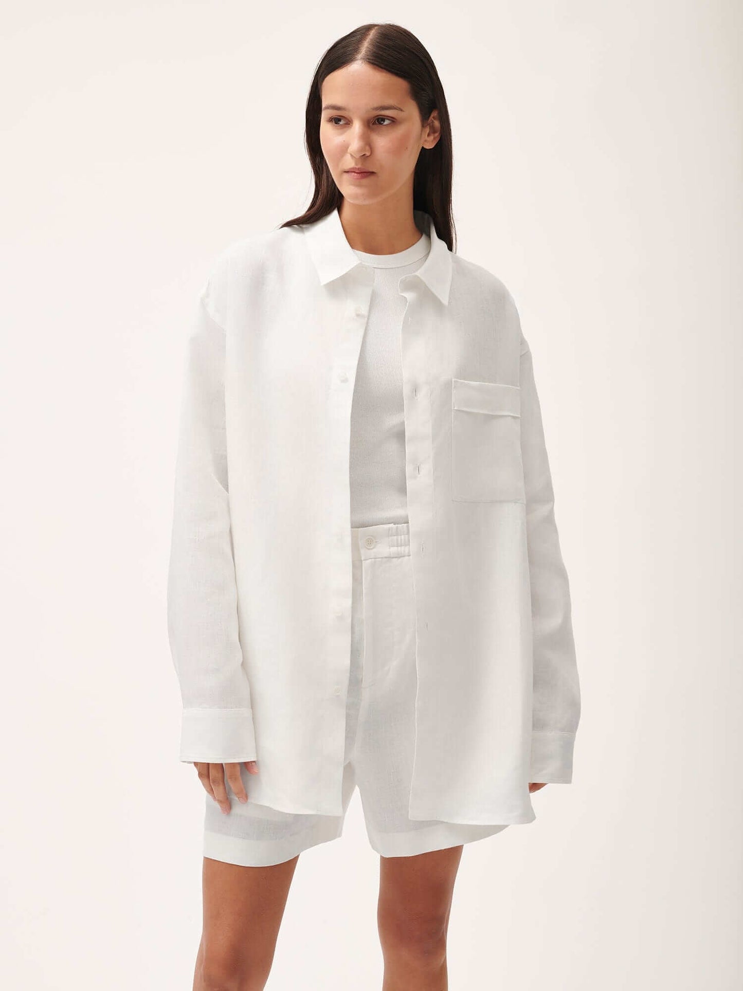 Linen Collared Long Sleeve Shirt