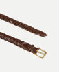 Plaited bridle leather belt dark havana with gold plated brass buckle
