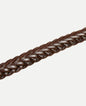 Plaited bridle leather belt dark havana with gold plated brass buckle