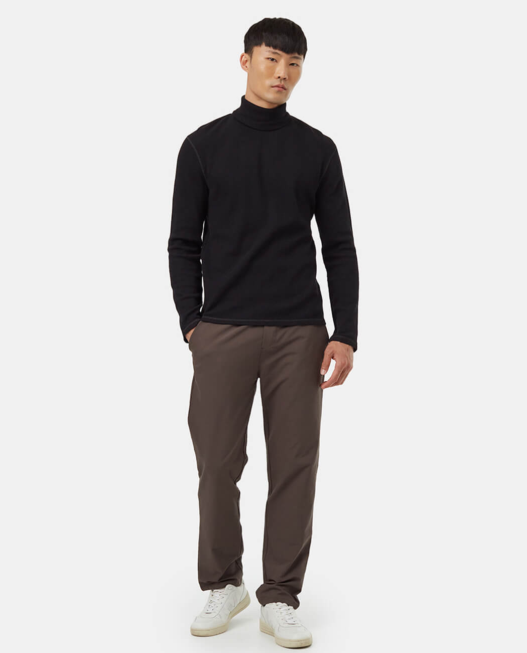 Cotton turtleneck long sleeve t-shirt