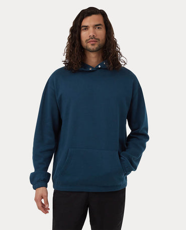 Sweat à capuche pression classique bleu